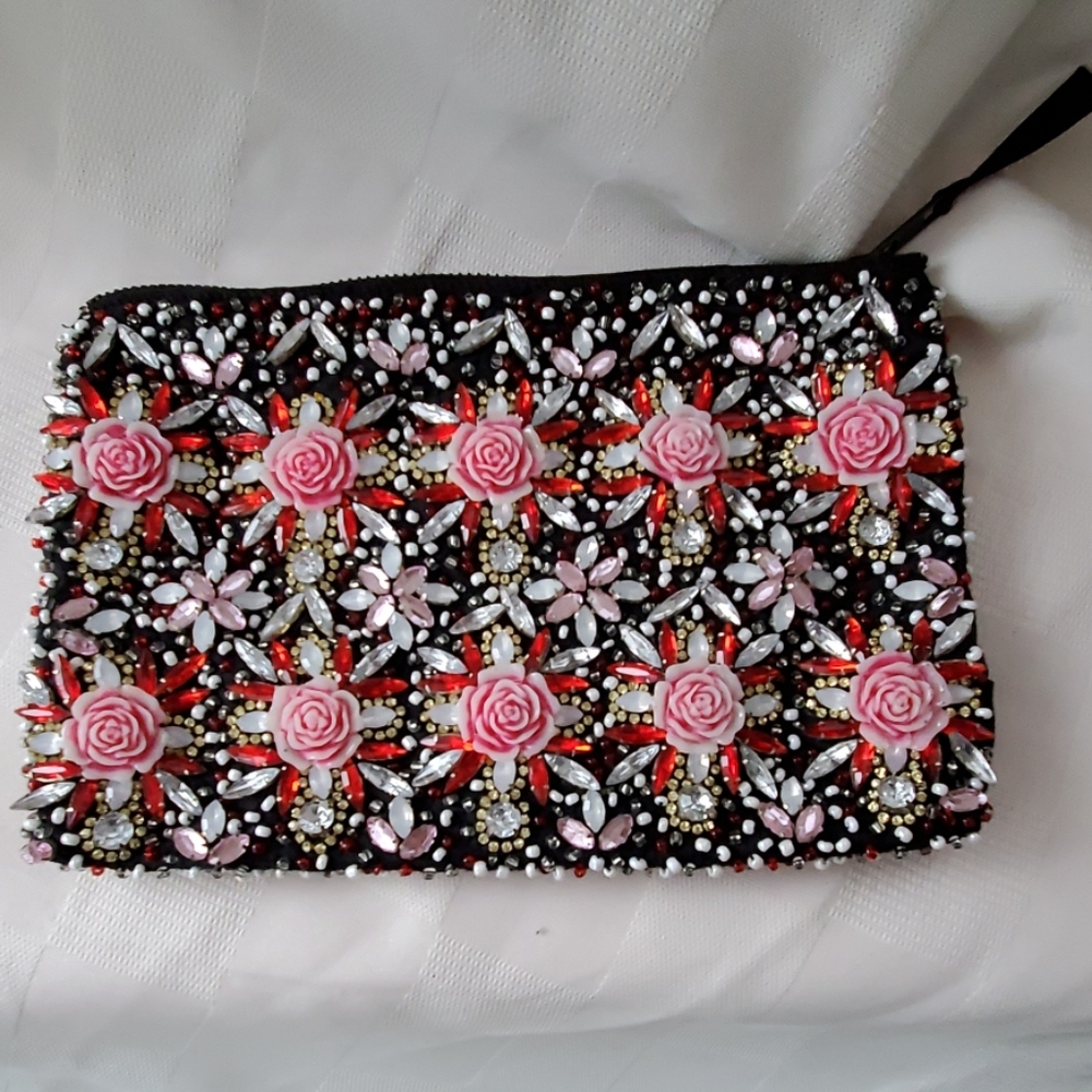 Unique Jeweled/Beaded Floral Blossom clutch